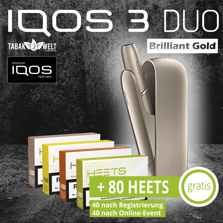 IQOS™ 3 DUO Starterkit Brilliant Gold + 80 Heets
