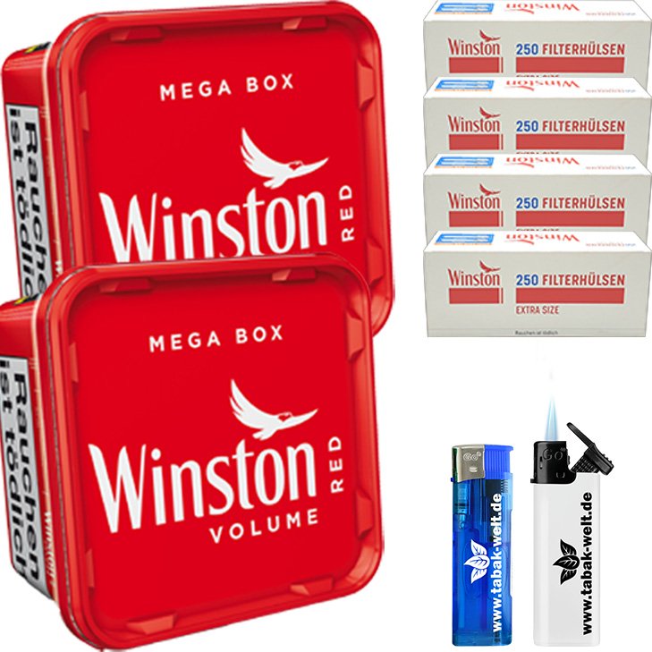 Winston Mega Box 2 x 125g mit 1000 Extra Size Hülsen