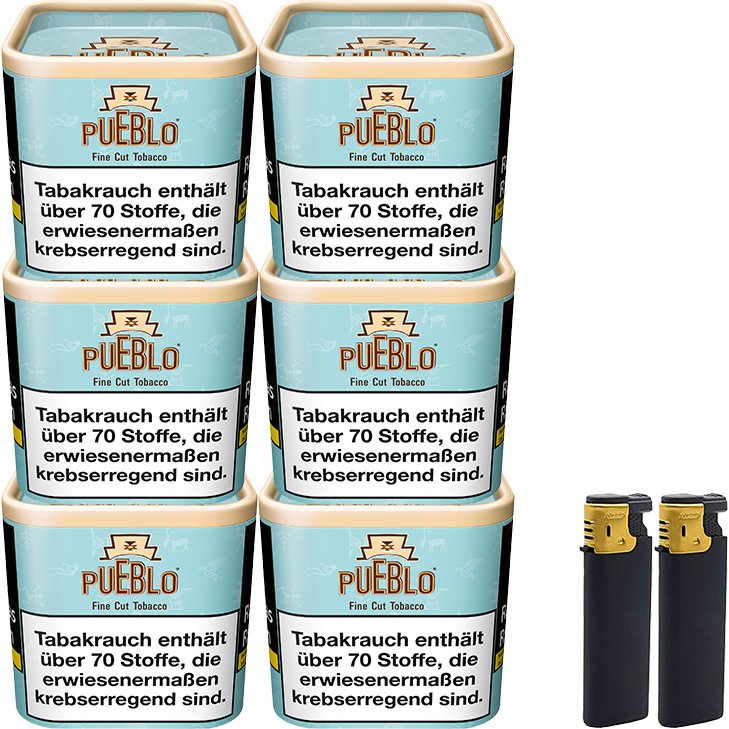 Pueblo Blue 6 x 100g mit Feuerzeug