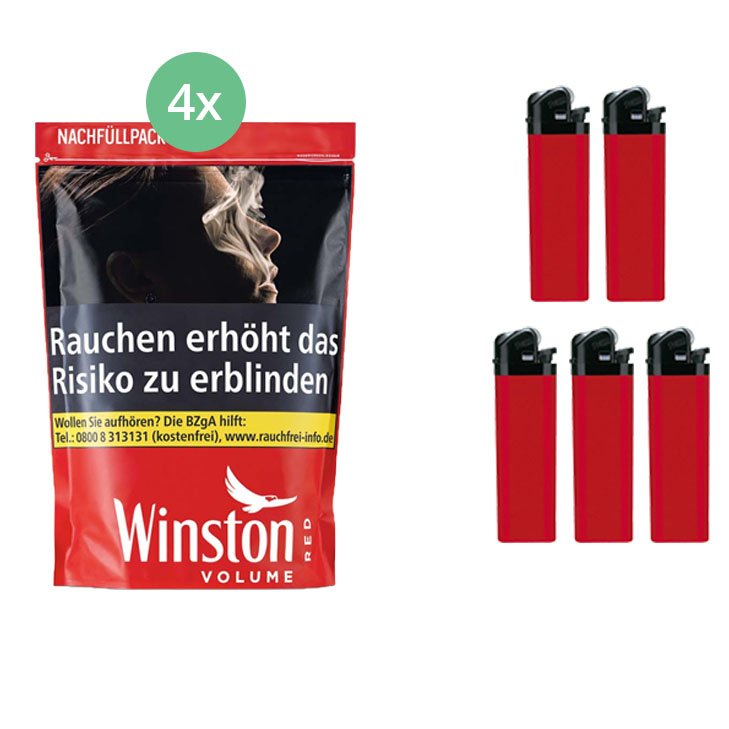 Winston Red 4 x 110g mit Feuerzeugen