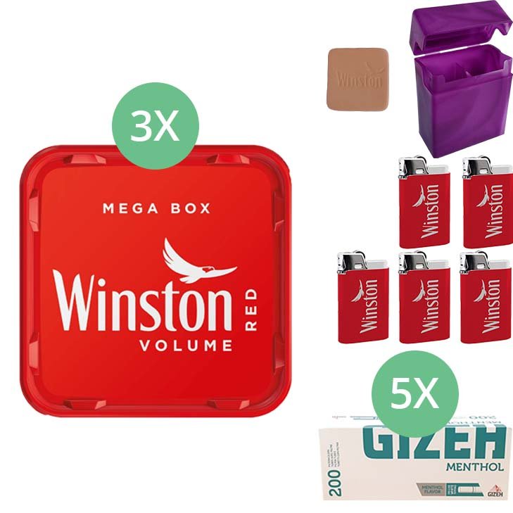 Winston Mega Box 3 x 140g mit 1000 Menthol Hülsen