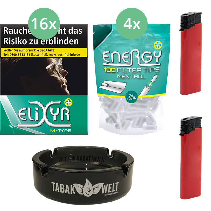 Elixyr Plus Zigaretten 16 x 25 + 400 Energy Menthol Filter Tips