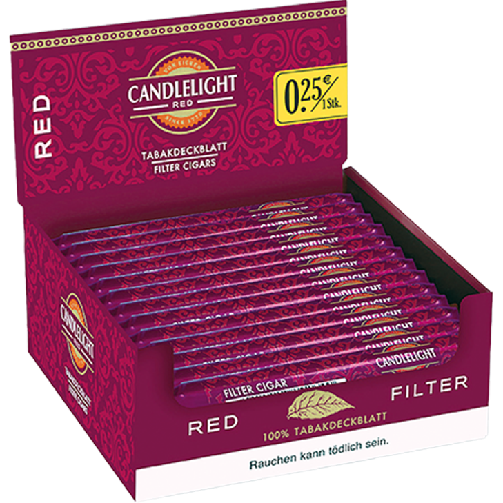 Candlelight Red / Rot 2 x 50 Zigarren mit Duo Feuerzeug