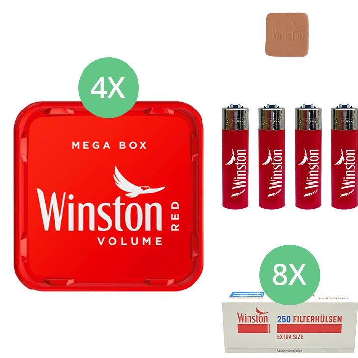 Winston Mega Box 4 x 140g mit 2000 Extra Size Hülsen