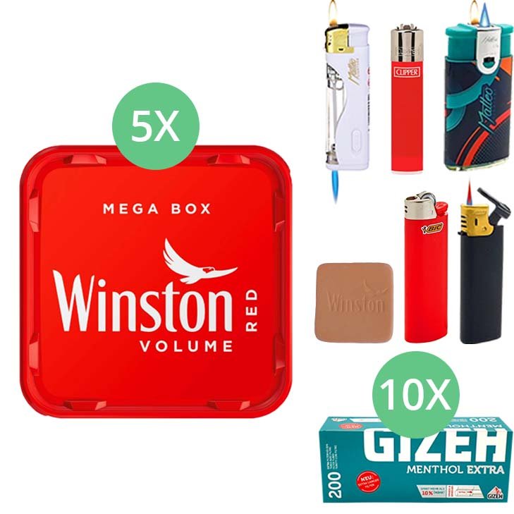 Winston Mega Box 5 x 125g mit 2000 Menthol Extra Hülsen