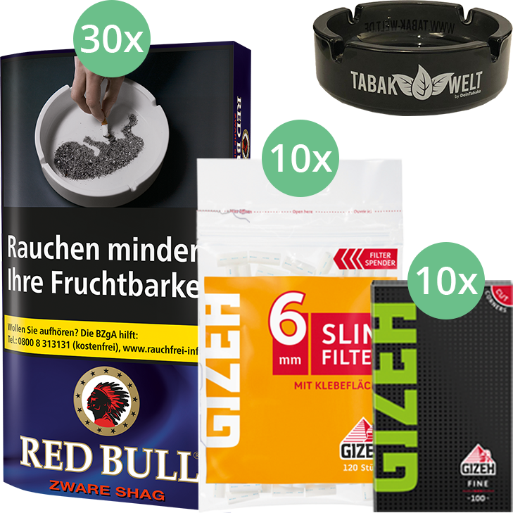 Red Bull Zware Shag 30 x 40g mit Gizeh Blättchen und Filter