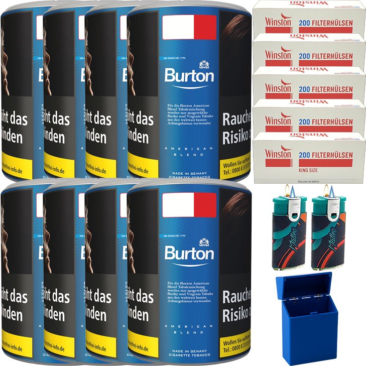 Burton Blue / Blau 8 x 120g mit 1000 King Size Hülsen