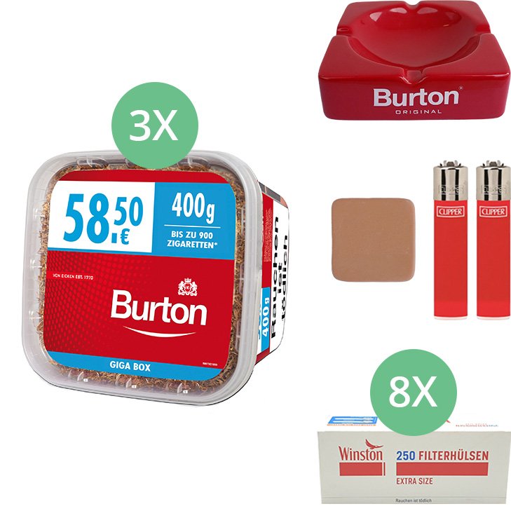 Burton Giga Box 3 x 400g mit 2000 Extra Size Hülsen